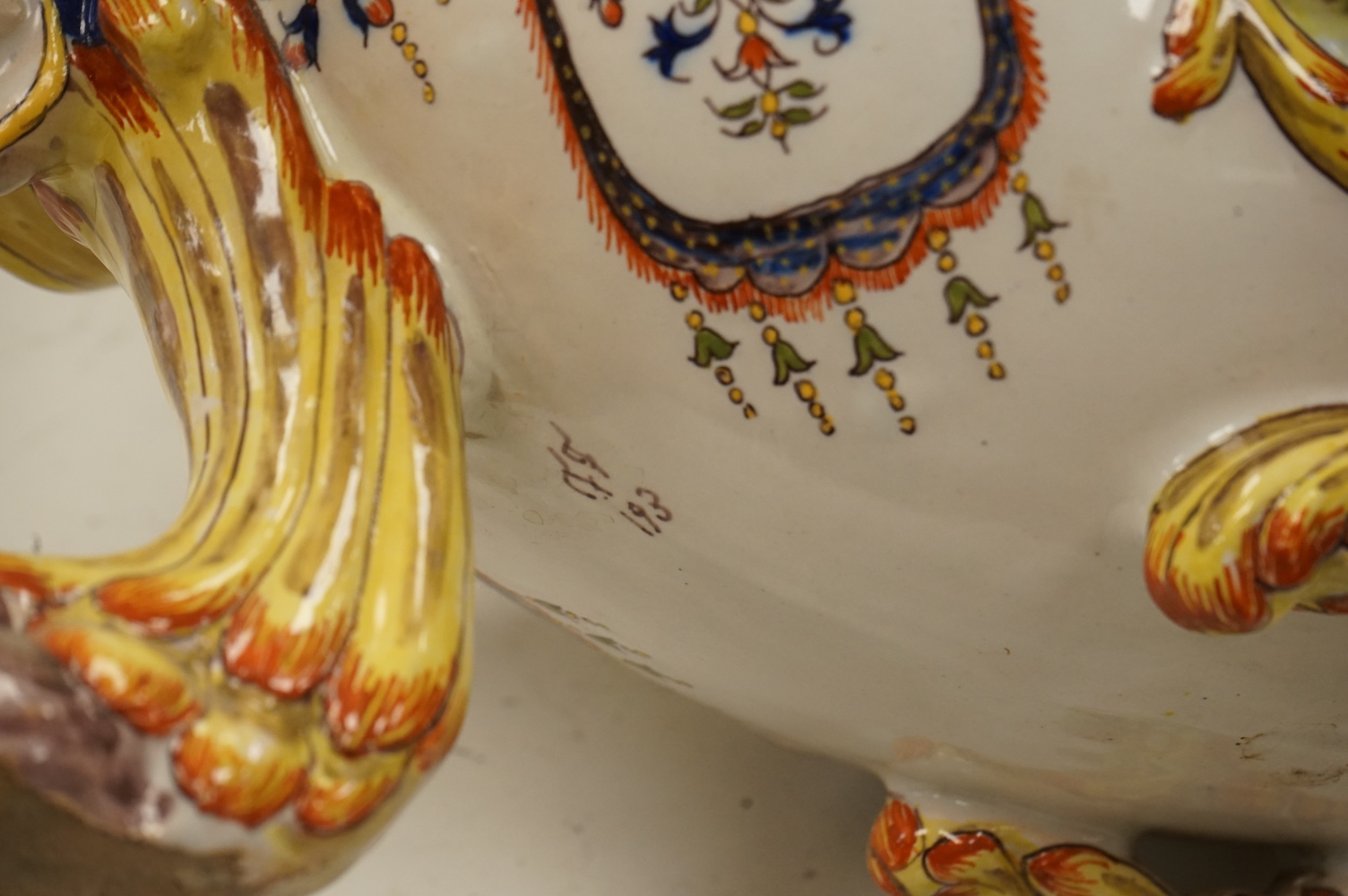 An early 20th century French faience jardiniere, 55cm wide